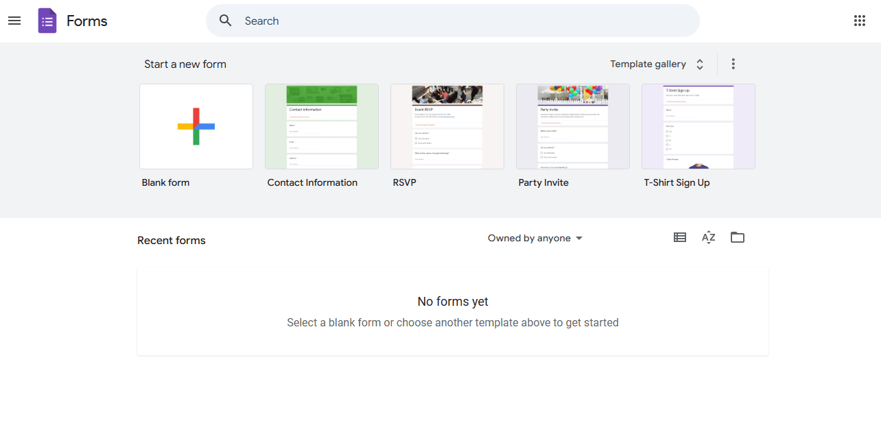 google forms home page