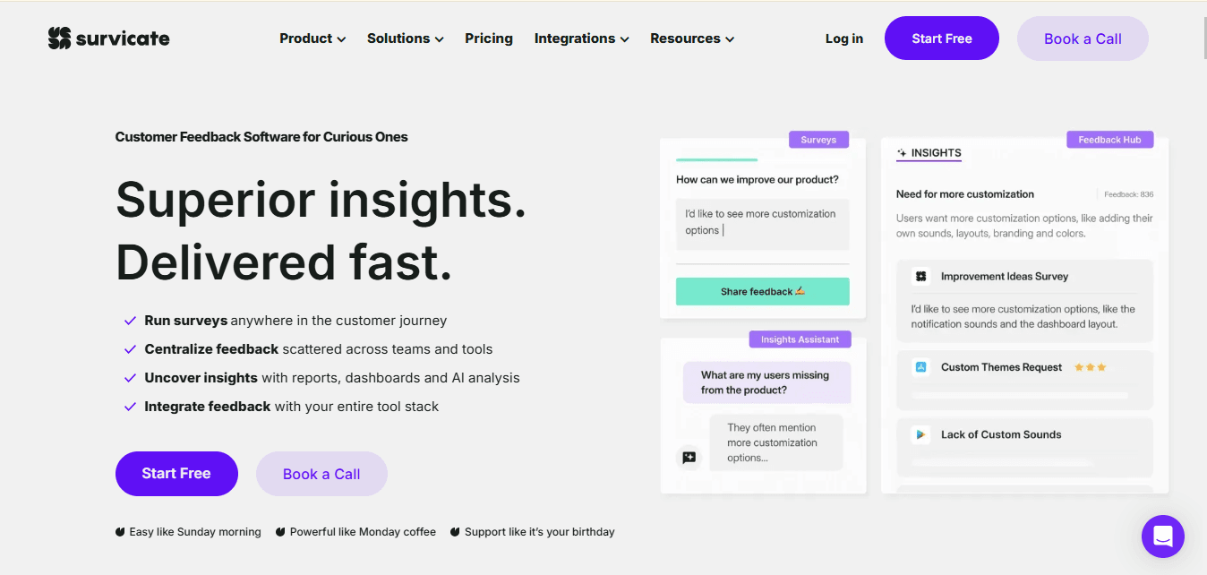 Survicate home page