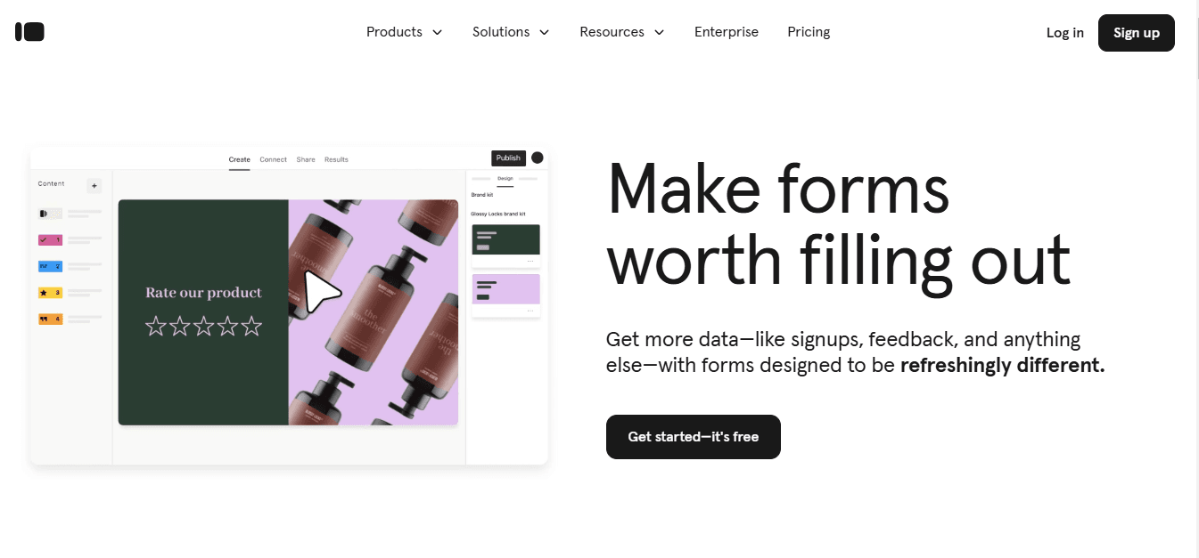Typeform Home Page