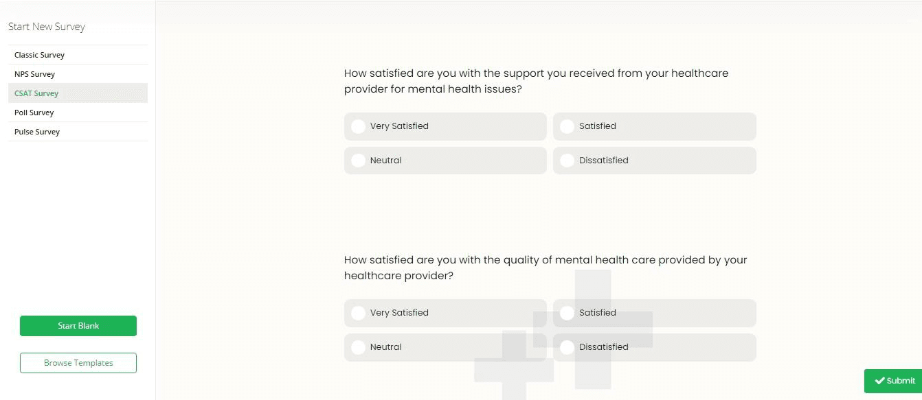 CSAT survey questionnaire