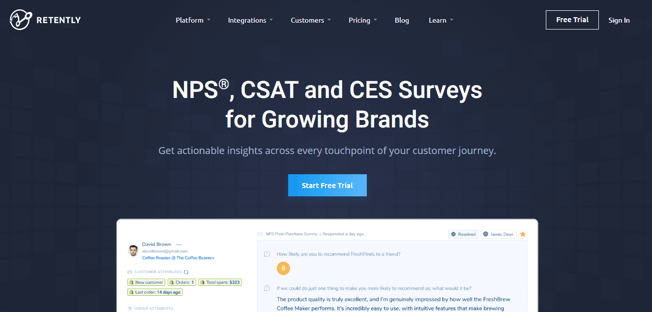 Retently home page