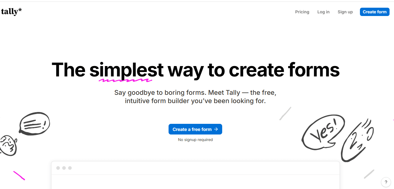 Tally Forms Home Page